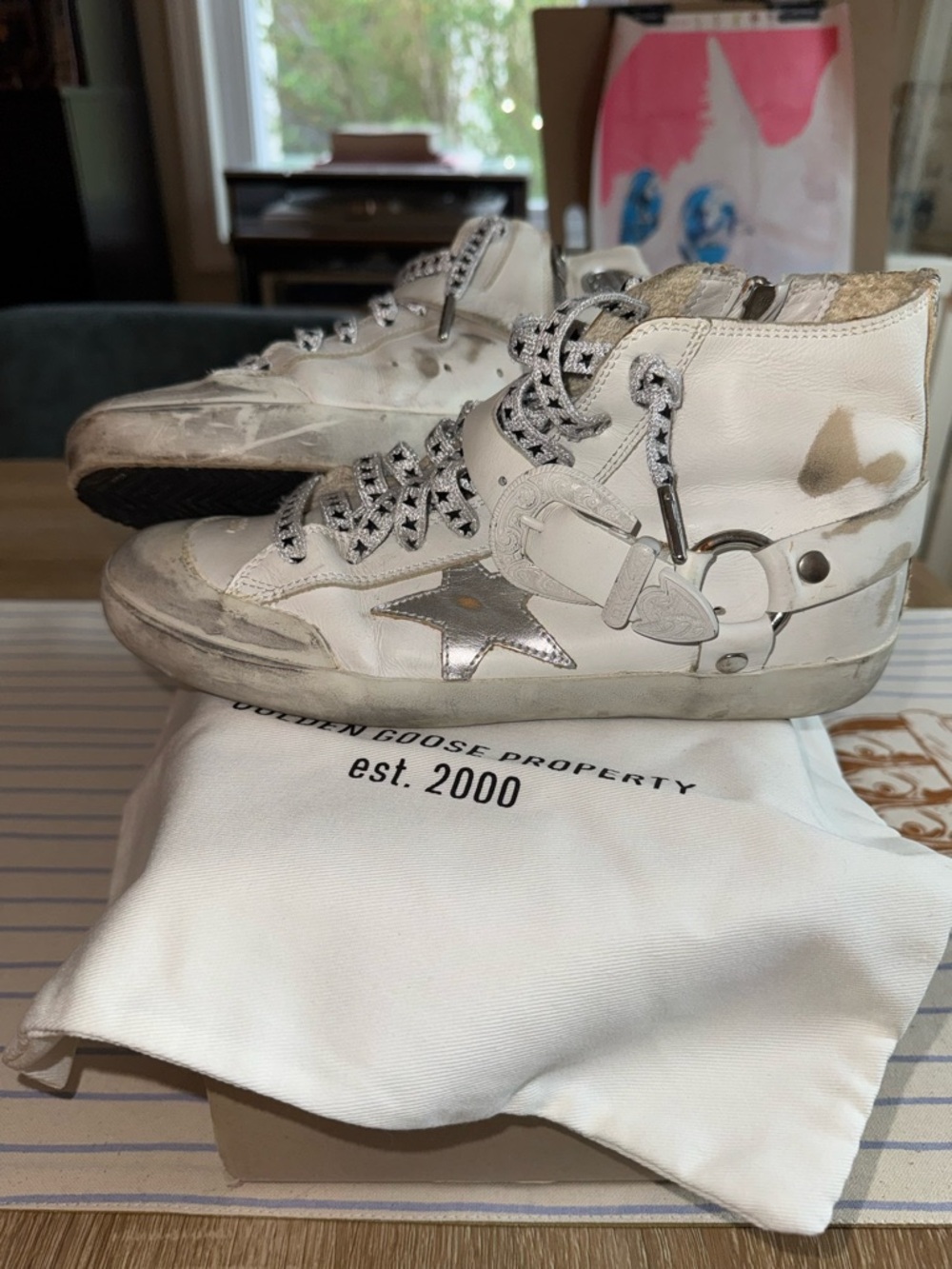 EUC Golden Goose Francy Texas Buckle Strap - Upgraded Star Laces - Size 38/8 - Picture 2 of 10